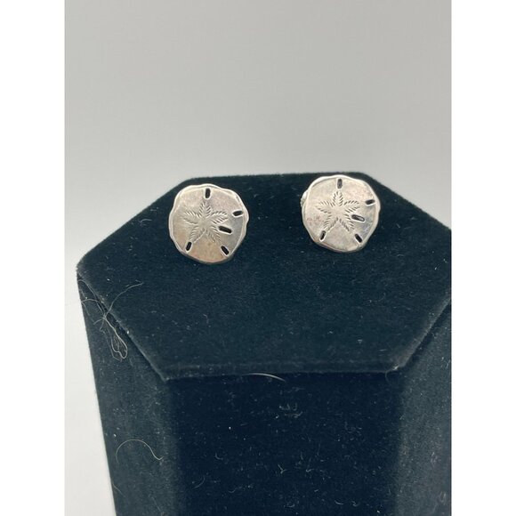 Sterling Silver Sand Dollar .5" Screw Back Earrings - Picture 6 of 8